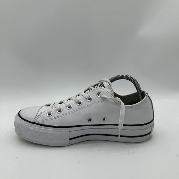 Womens Size 9 Converse Chuck Taylor All Star White Leather Platform Sneakers - Picture 5 of 8